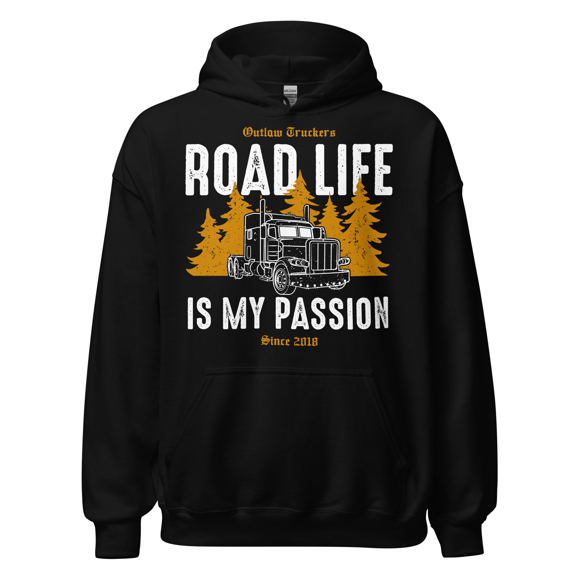 Unisex Hoodie Schwarz "Road life is my passion"